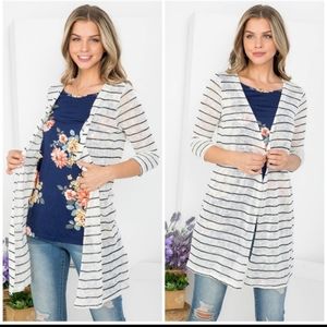 2 in 1 navy Floral Cardigan blouse